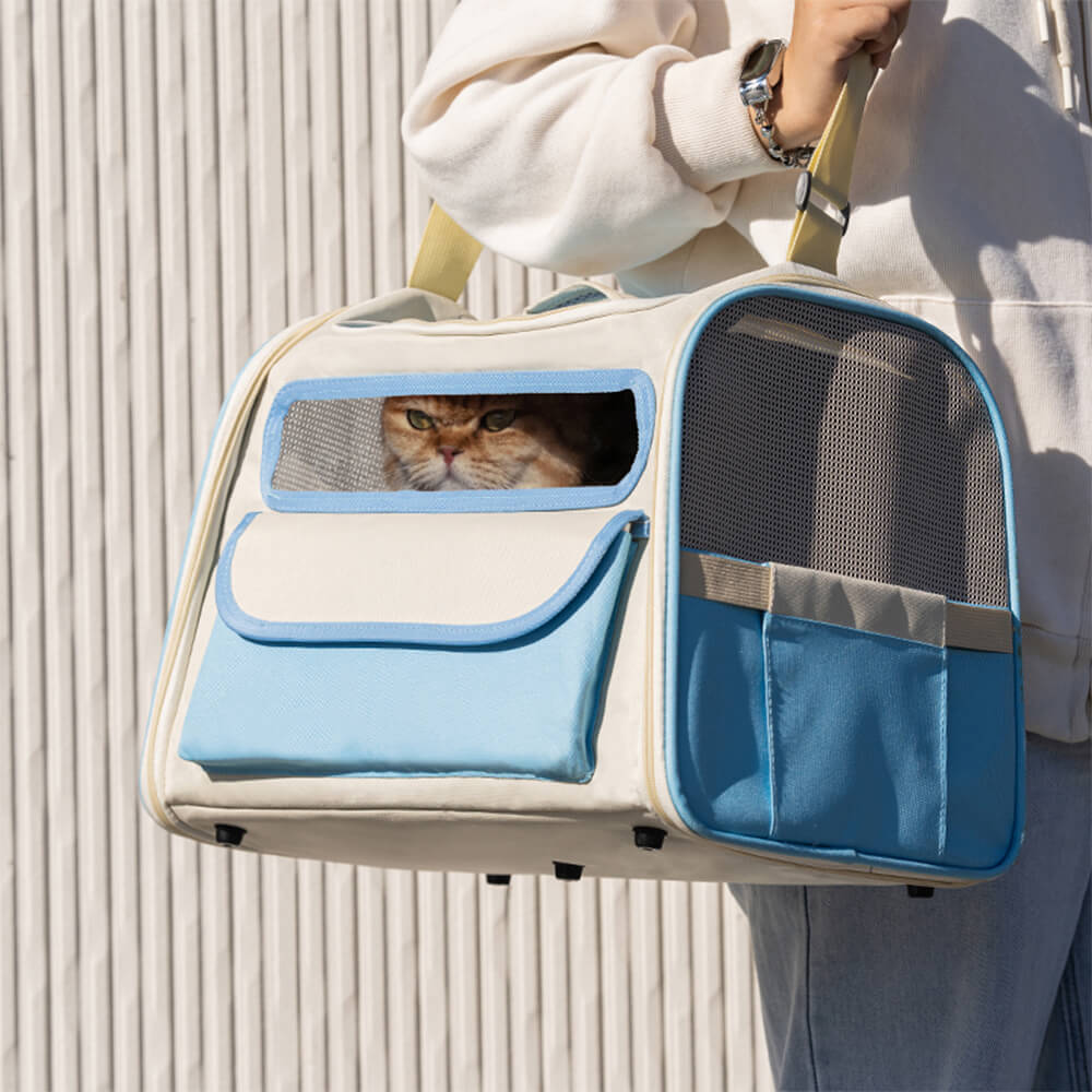 Colourblock Multi-Pocket Cross-body Handbag Cat Carrier Bag