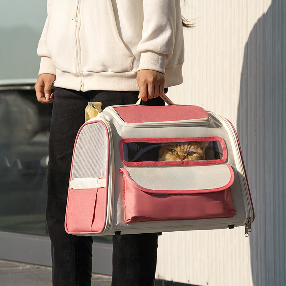 Colourblock Multi-Pocket Cross-body Handbag Cat Carrier Bag