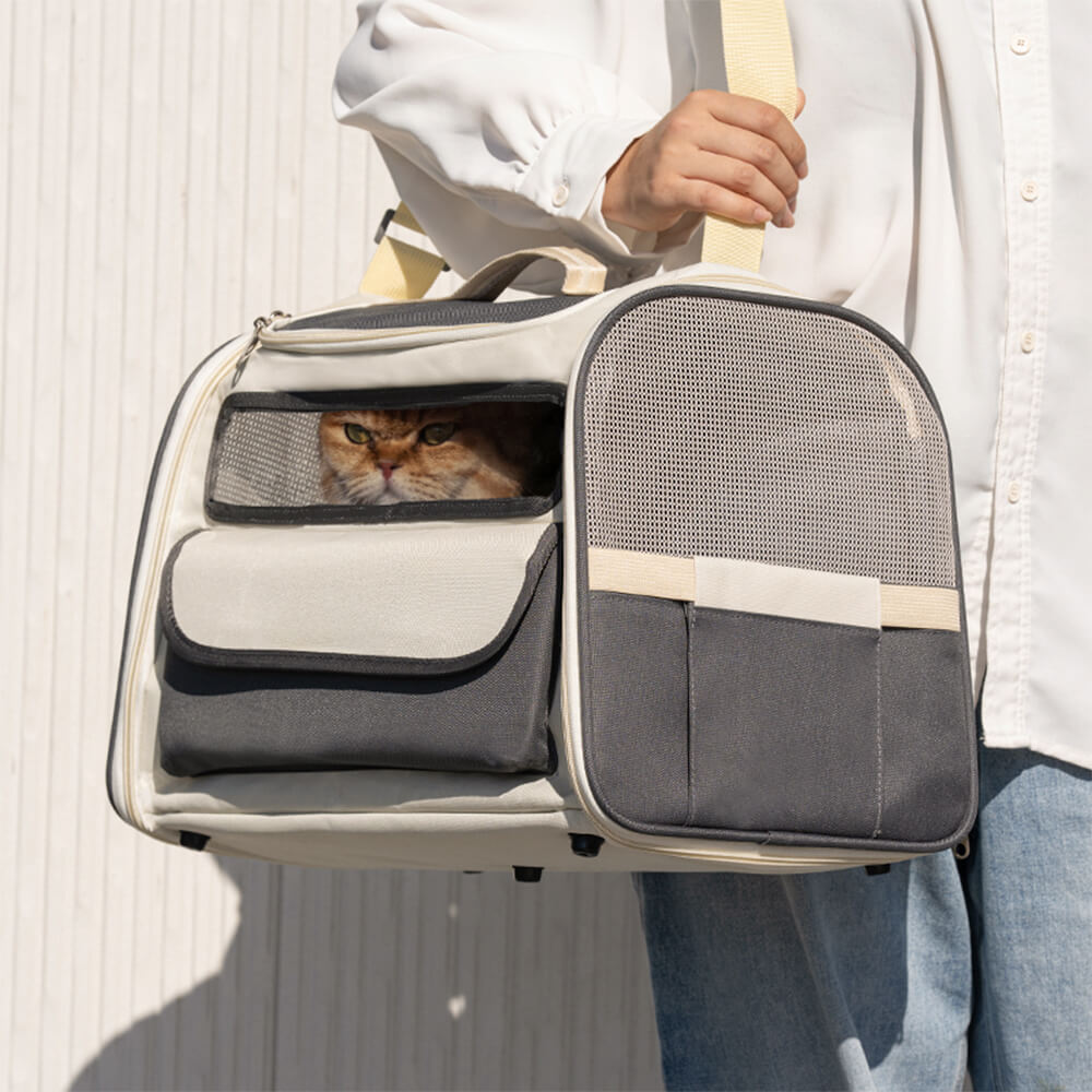 Colourblock Multi-Pocket Cross-body Handbag Cat Carrier Bag