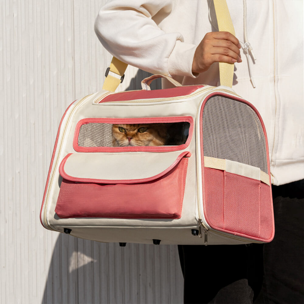 Colourblock Multi-Pocket Cross-body Handbag Cat Carrier Bag