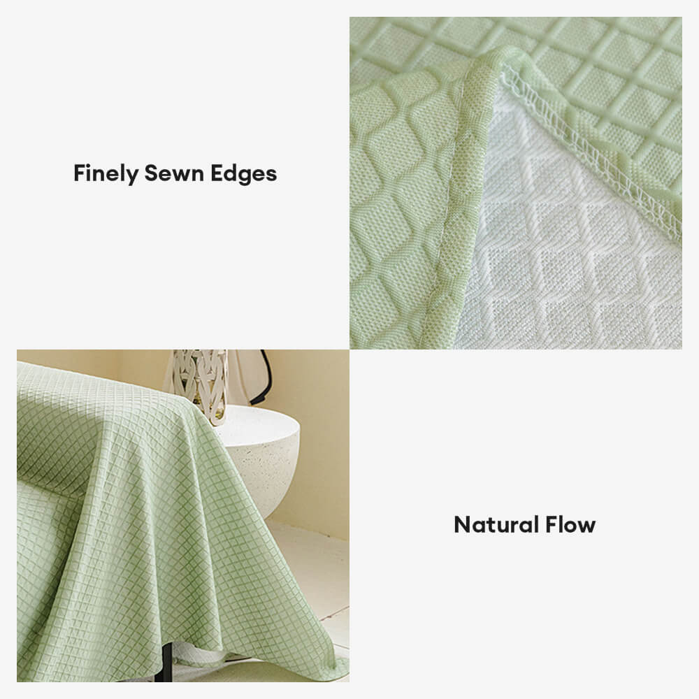 Cooling Ice Silk Grid Design with Liangdou Texture Throw Couch Cover