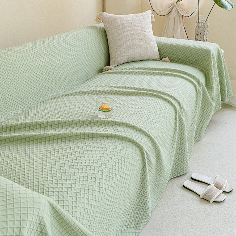 Cooling Ice Silk Grid Design with Liangdou Texture Throw Couch Cover