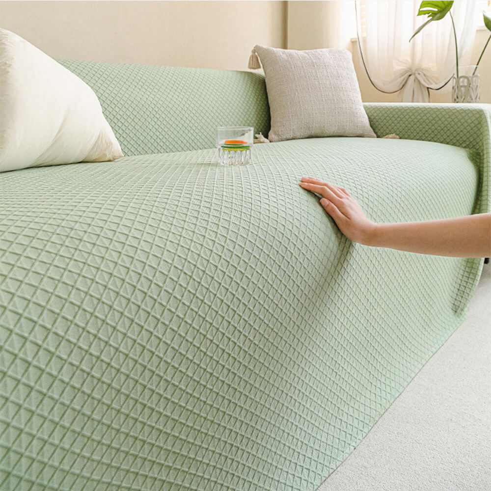 Cooling Ice Silk Grid Design with Liangdou Texture Throw Couch Cover