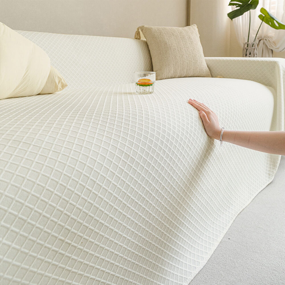Cooling Ice Silk Grid Design with Liangdou Texture Throw Couch Cover