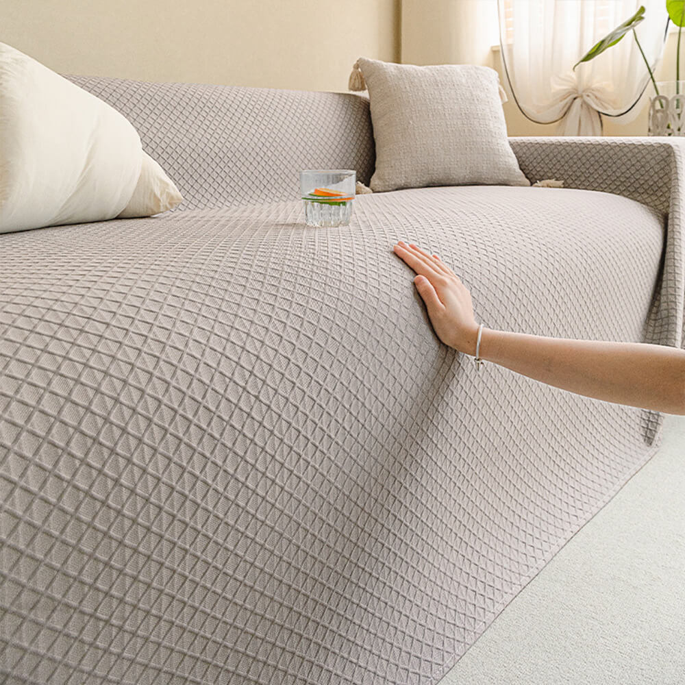 Cooling Ice Silk Grid Design with Liangdou Texture Throw Couch Cover