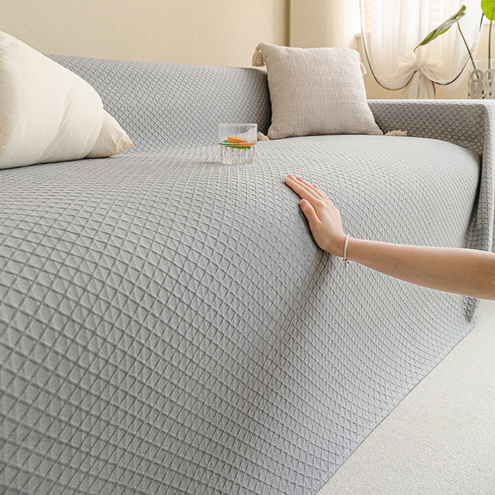 Cooling Ice Silk Grid Design with Liangdou Texture Throw Couch Cover