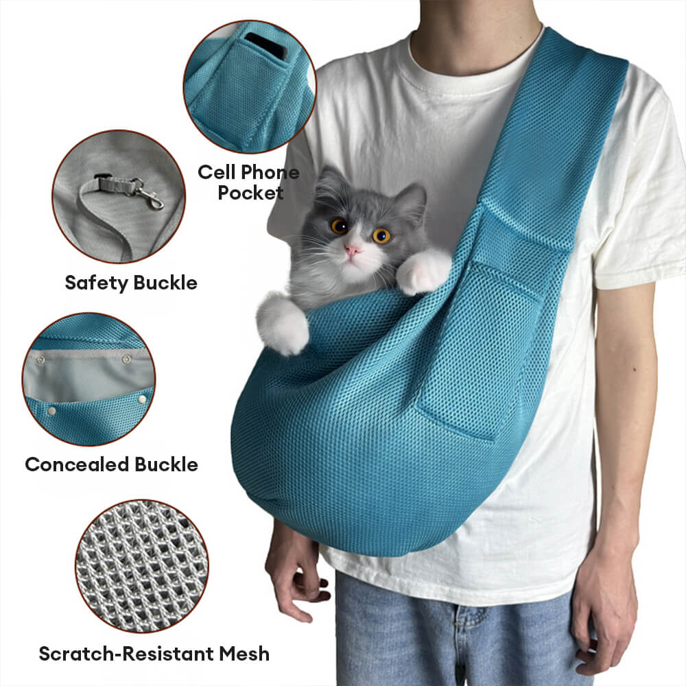 Mesh Breathable Lightweight Portable Cross-body Travel Cat & Dog Carrier Bag