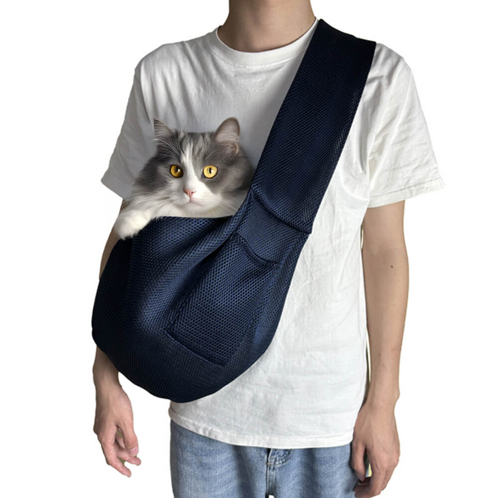 Mesh Breathable Lightweight Portable Cross-body Travel Cat & Dog Carrier Bag