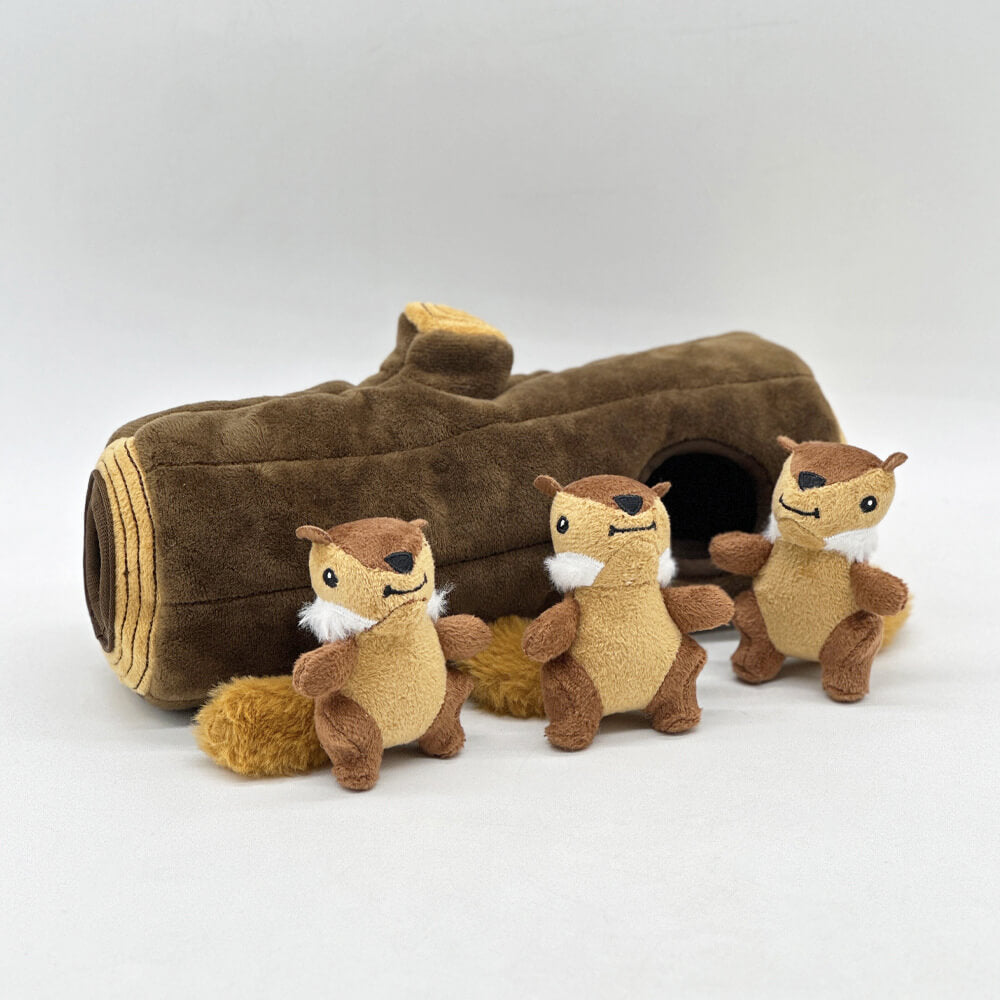 Interactive Squirrel Hide-and-Seek Dog Toy with Tree Trunk