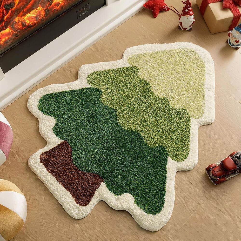 Christmas Tree Shaped Thick Soft Multi-Purpose Non-Slip Decorative Home Rug