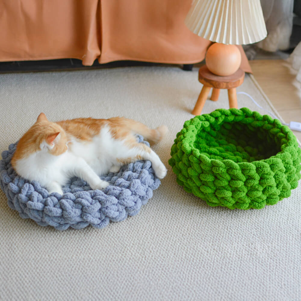 Chunky Handwoven Cozy Breathable Round Cat Nest Bed