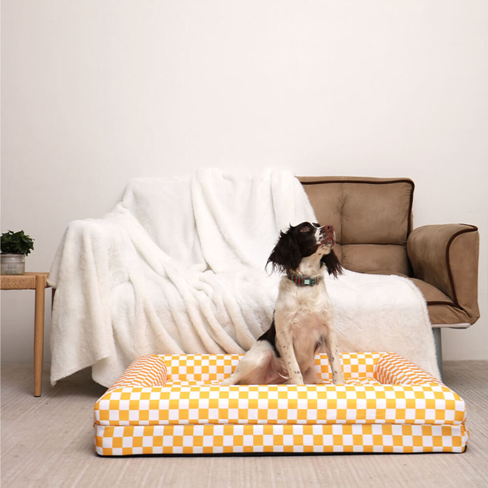 Classic Checkerboard Waterproof Orthopedic Support Large Dog Bed