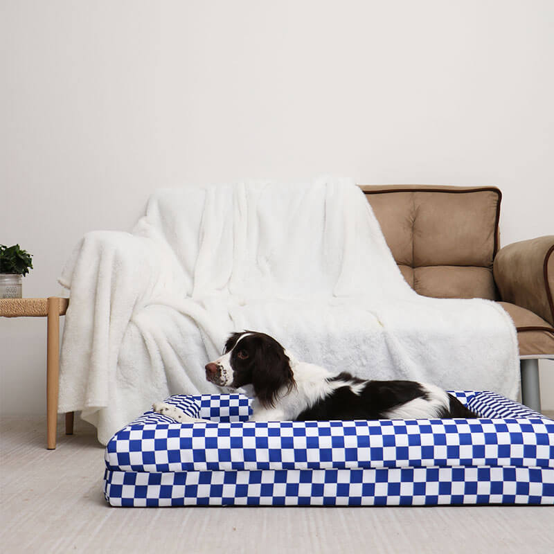 Classic Checkerboard Waterproof Orthopedic Support Large Dog Bed