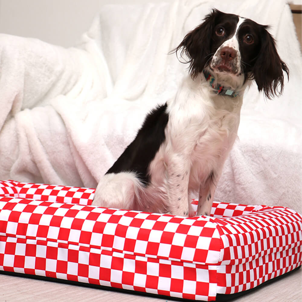 Classic Checkerboard Waterproof Orthopedic Support Large Dog Bed