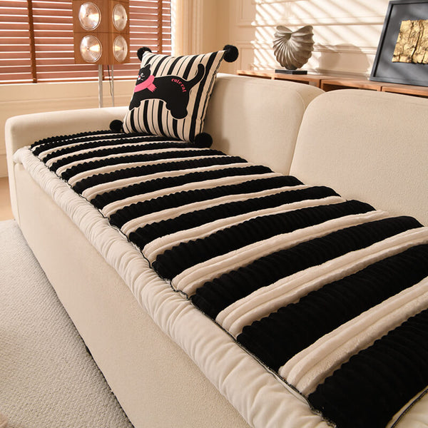 Comfort Plush Thickened Striped Non-Slip Couch Cover