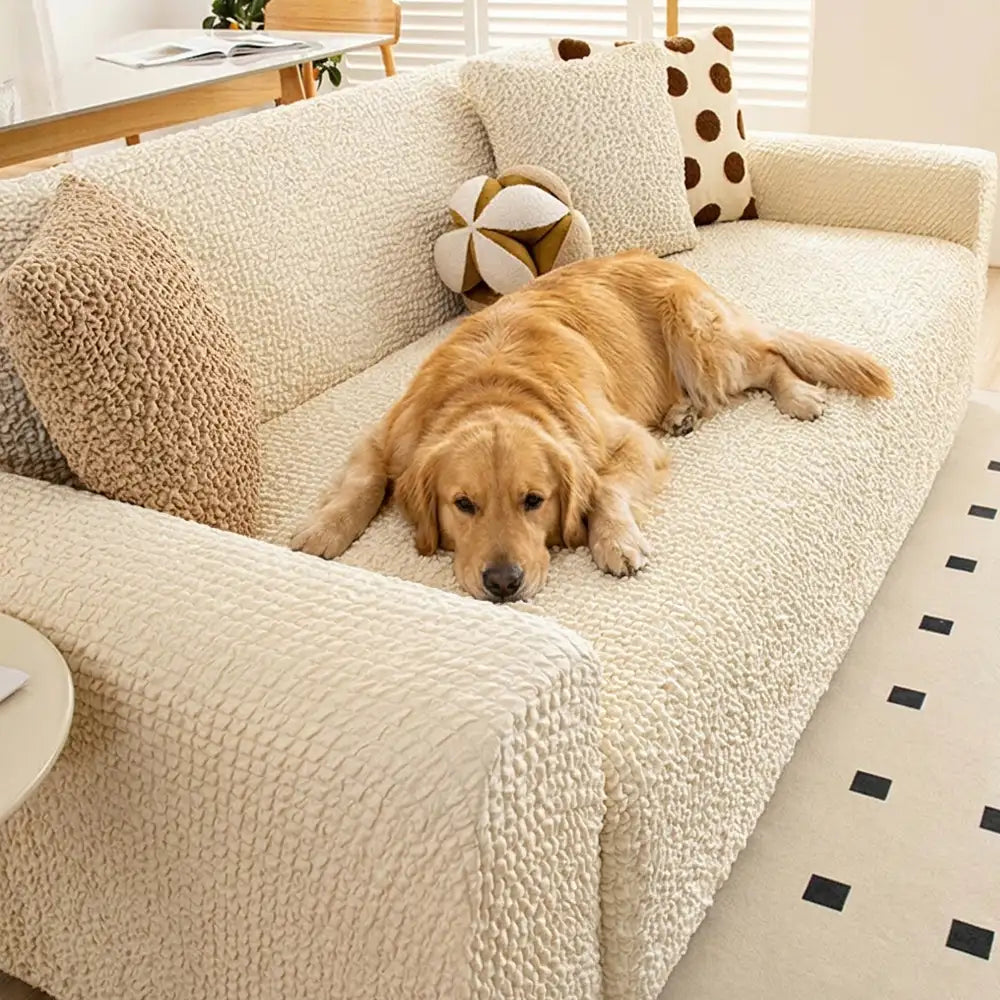 Cream Style Seersucker Breathable Stretchy Full-Coverage Magic Recliner Chair Cover