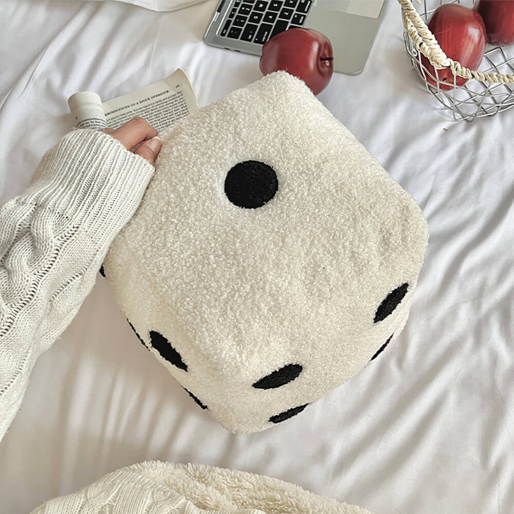 Dice-Shaped Faux Lambswool Sofa Pillow Decorative Cushion