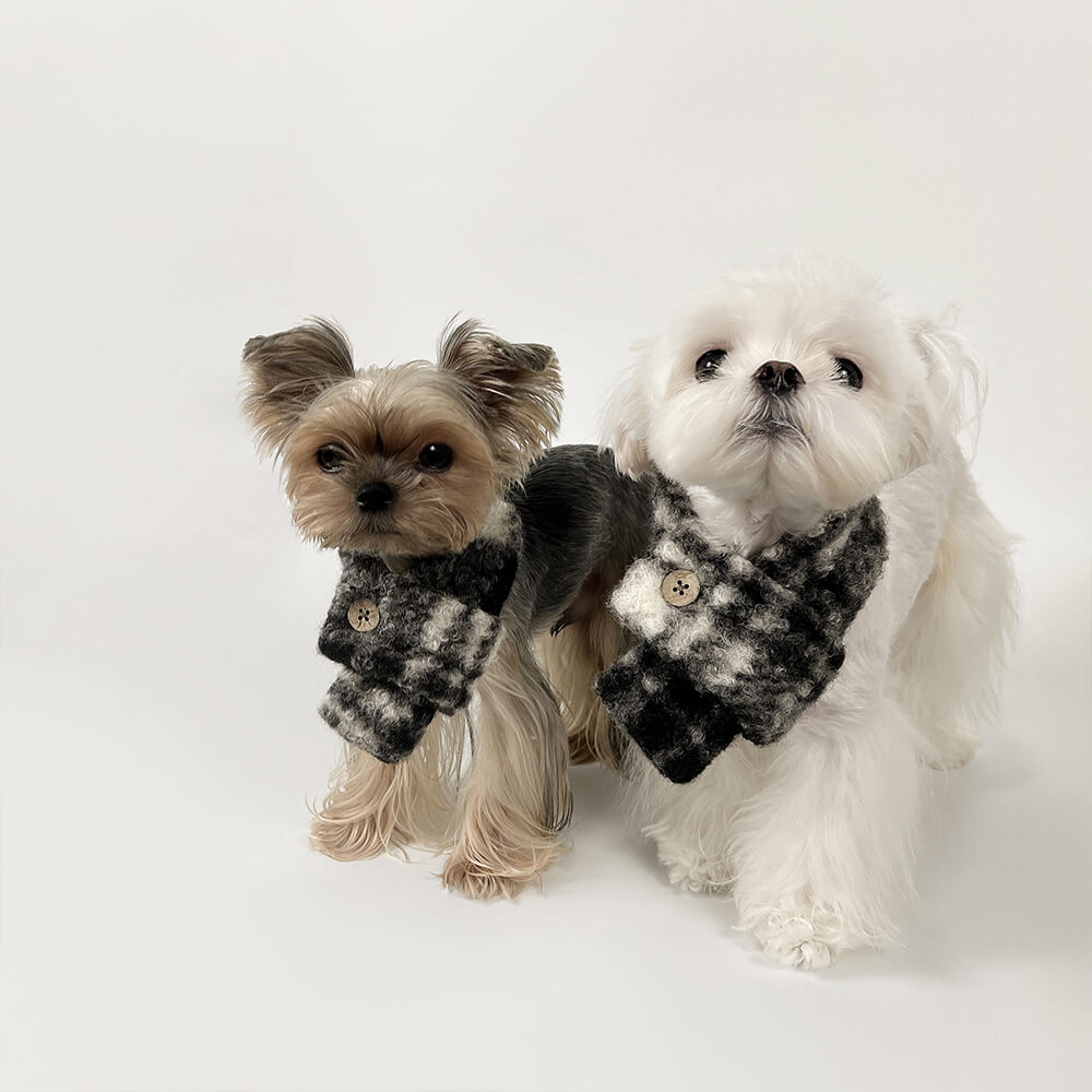 Fashionable Plaid Color Block Plush Warm Pet Scarf