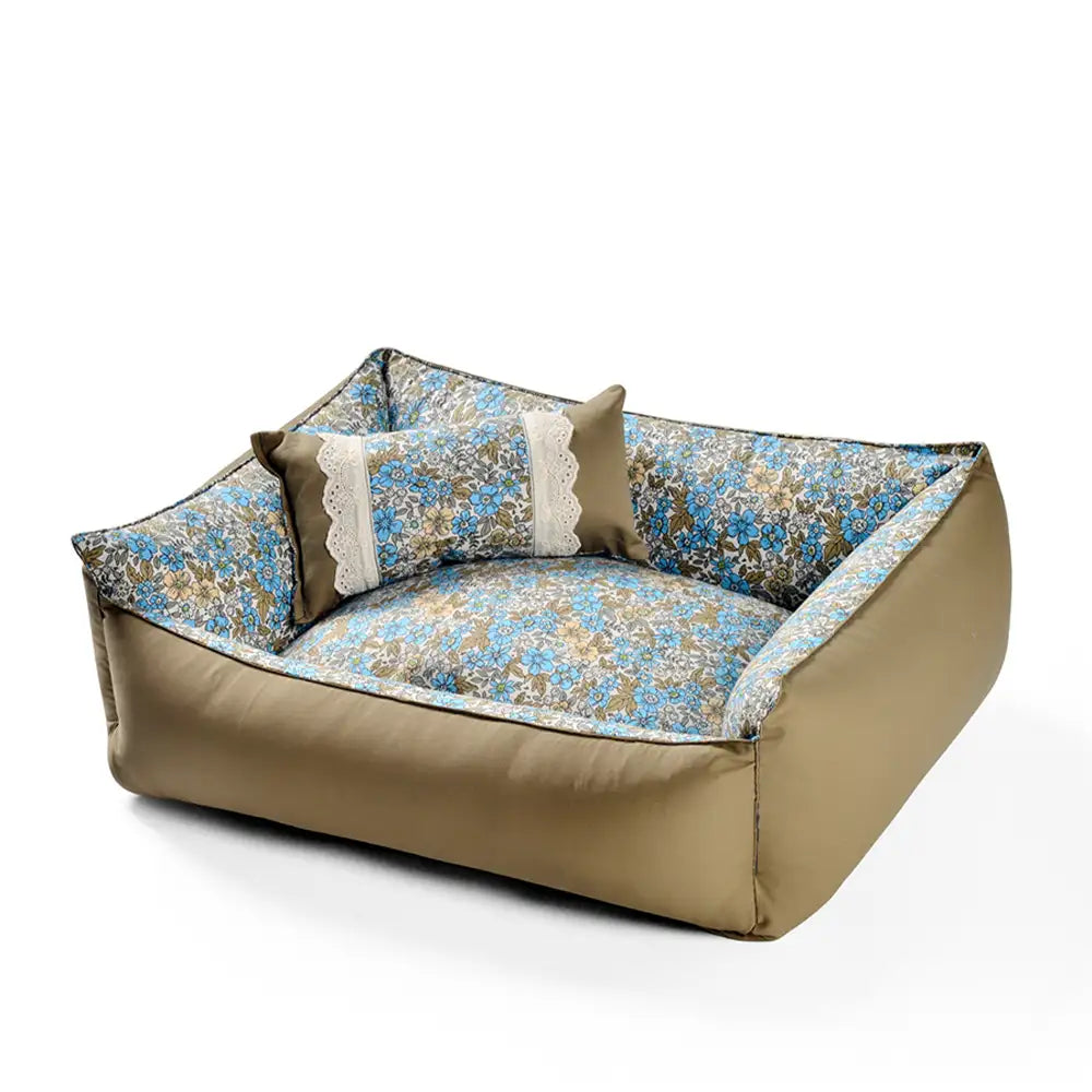 Floral Pattern Anti Static Washable All Season Dog Bed