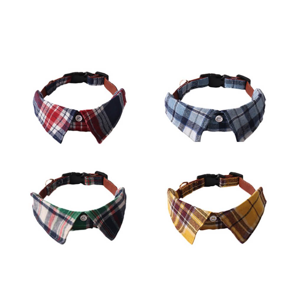 Gentleman's Plaid Handmade Adjustable Dog Collar