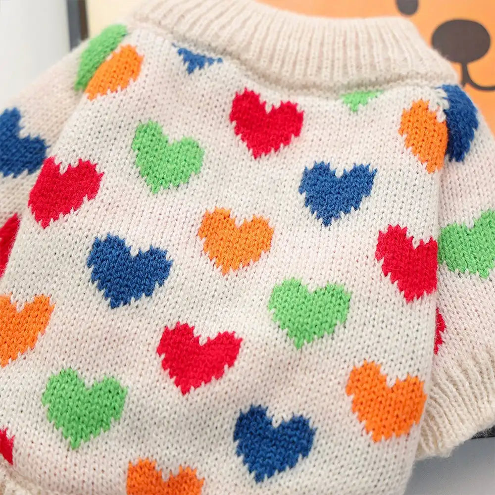 Heart Patterned Dachshund Dog Sweater