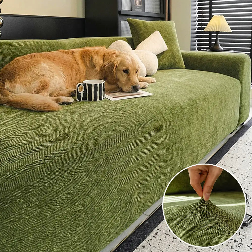 Herringbone Full Coverage Scratch-Resistant Sofa Protection Magic Stretch  Sectional Couch Cover
