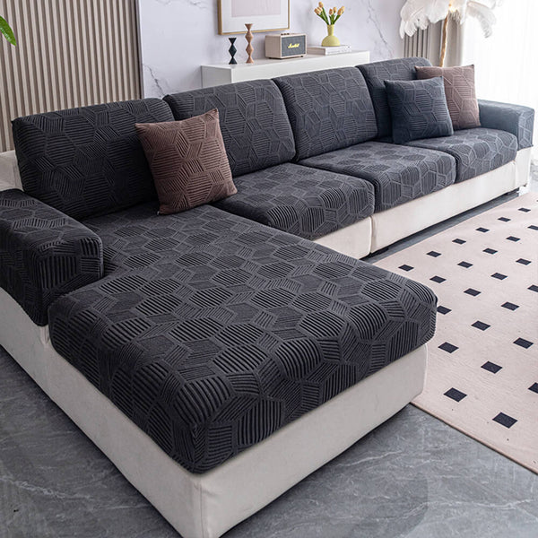 Honeycomb Pattern Water-resistant Stretch Full-Cover Magic Sectional Couch Cover