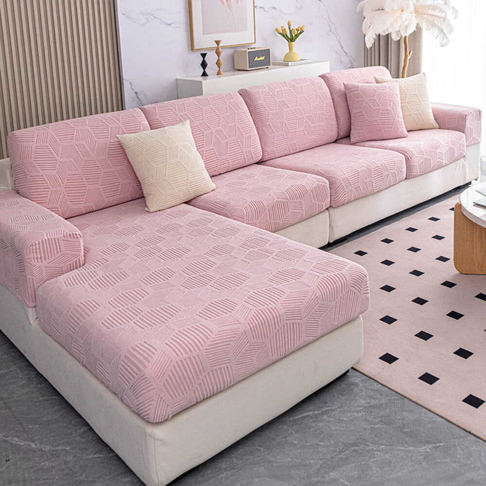 Honeycomb Pattern Water-resistant Stretch Full-Cover Magic Sectional Couch Cover