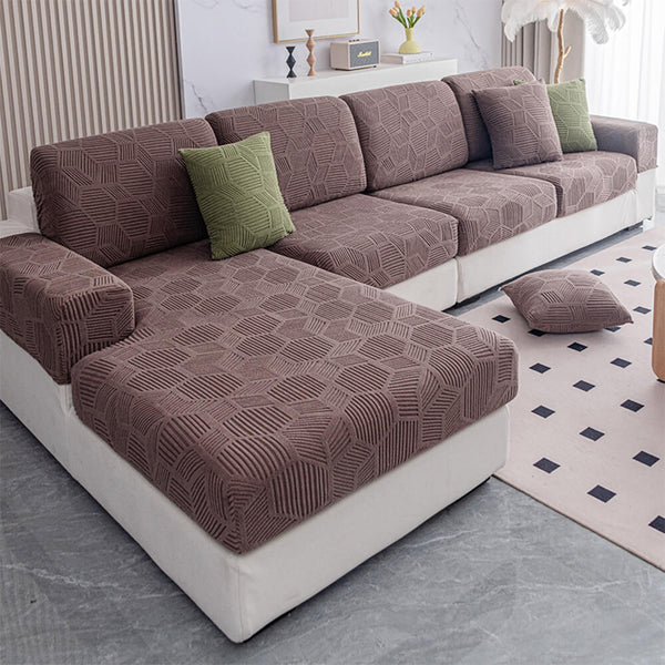 Honeycomb Pattern Water-resistant Stretch Full-Cover Magic Sectional Couch Cover