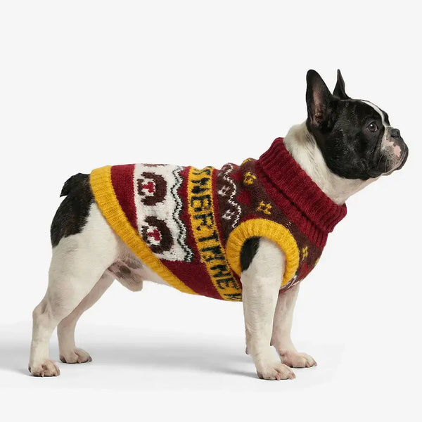 Jacquard Thick-Knit Sleeveless Dog Jumper – Designed for Dachshunds, French Bulldogs & Pugs