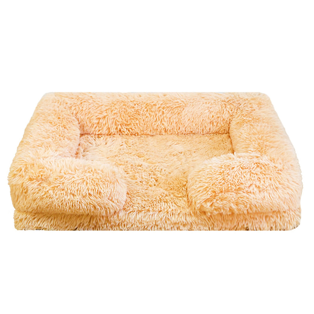 Long Plush - Square Surround Support Deep Sleep Dog Bed