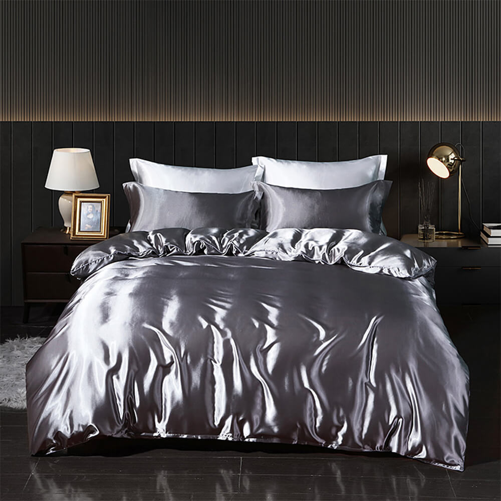 Luxurious Cooling Glossy Double-Sided Satin Bed Sheet Set