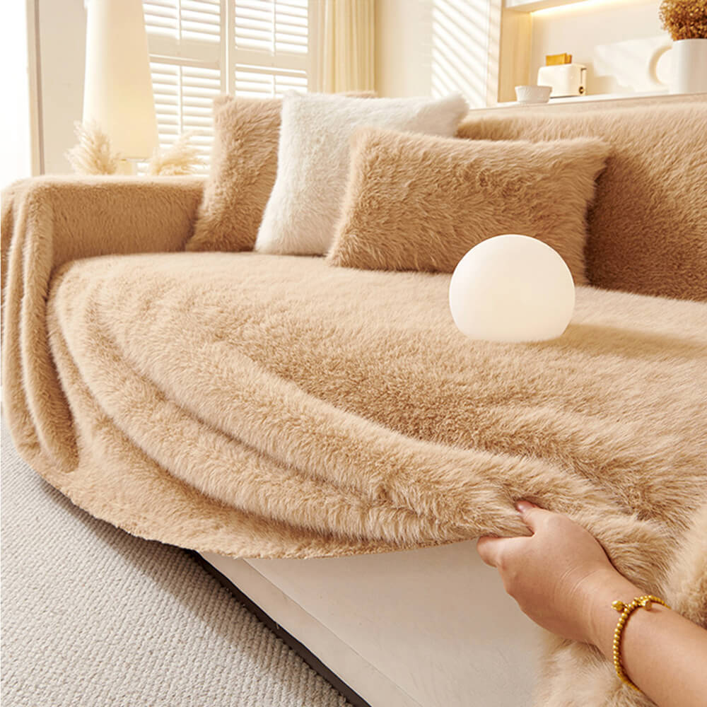 Luxury Skin-Friendly Long Faux Fur One-Piece Multi Functional Couch Cover