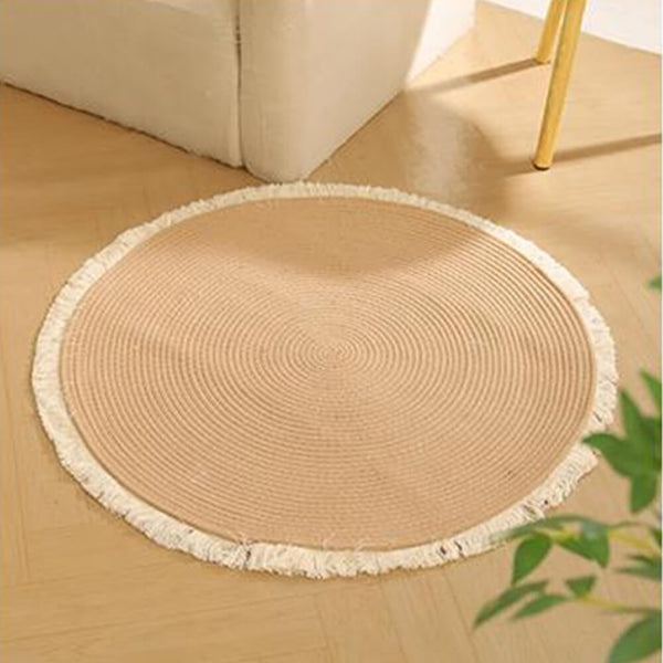 Nordic Handwoven Durable Cat Scratch Mat Rug with Fringe