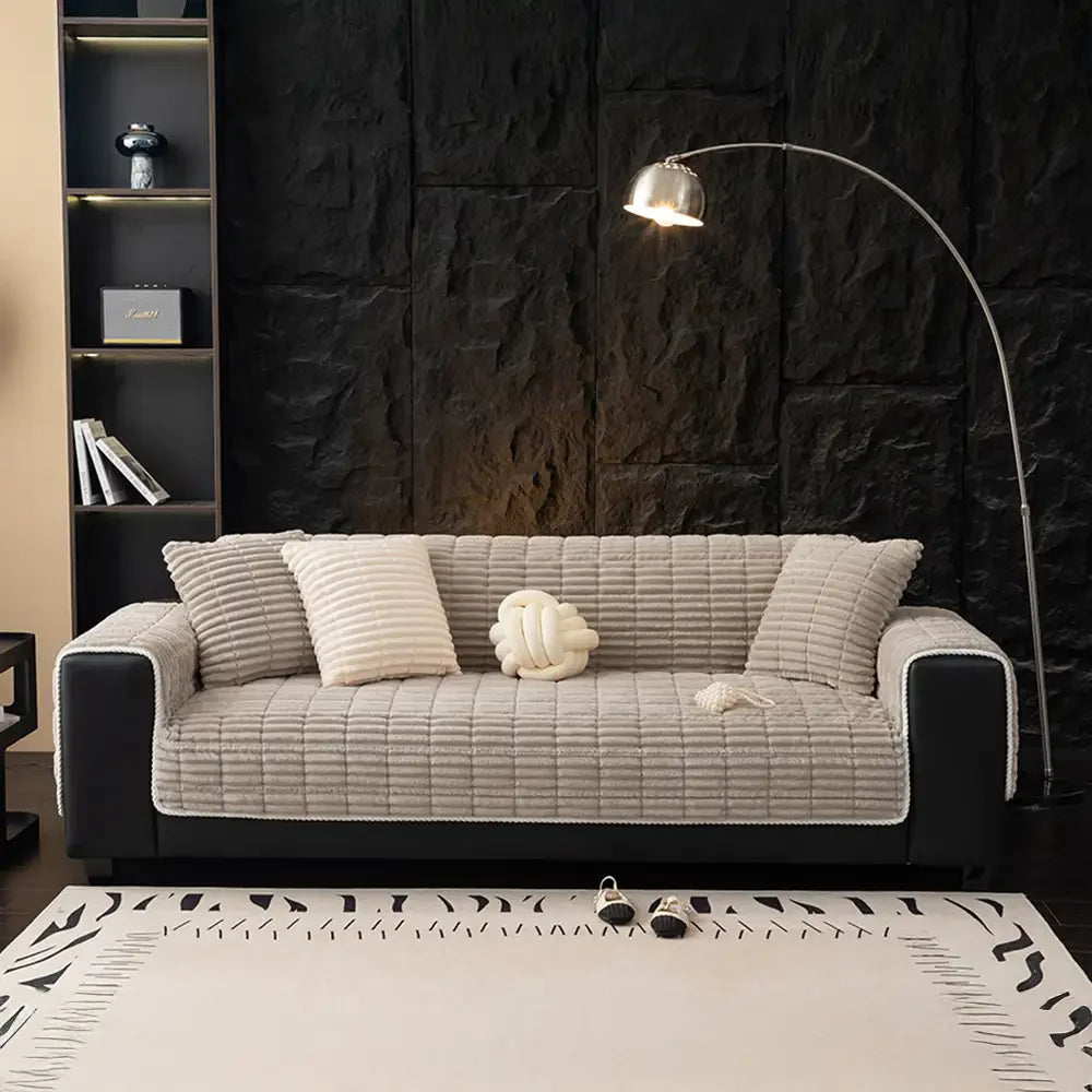 Waterproof One-Piece Cozy Flannel Sofa Protection Non-Slip Couch Cover & Office Chair Protector
