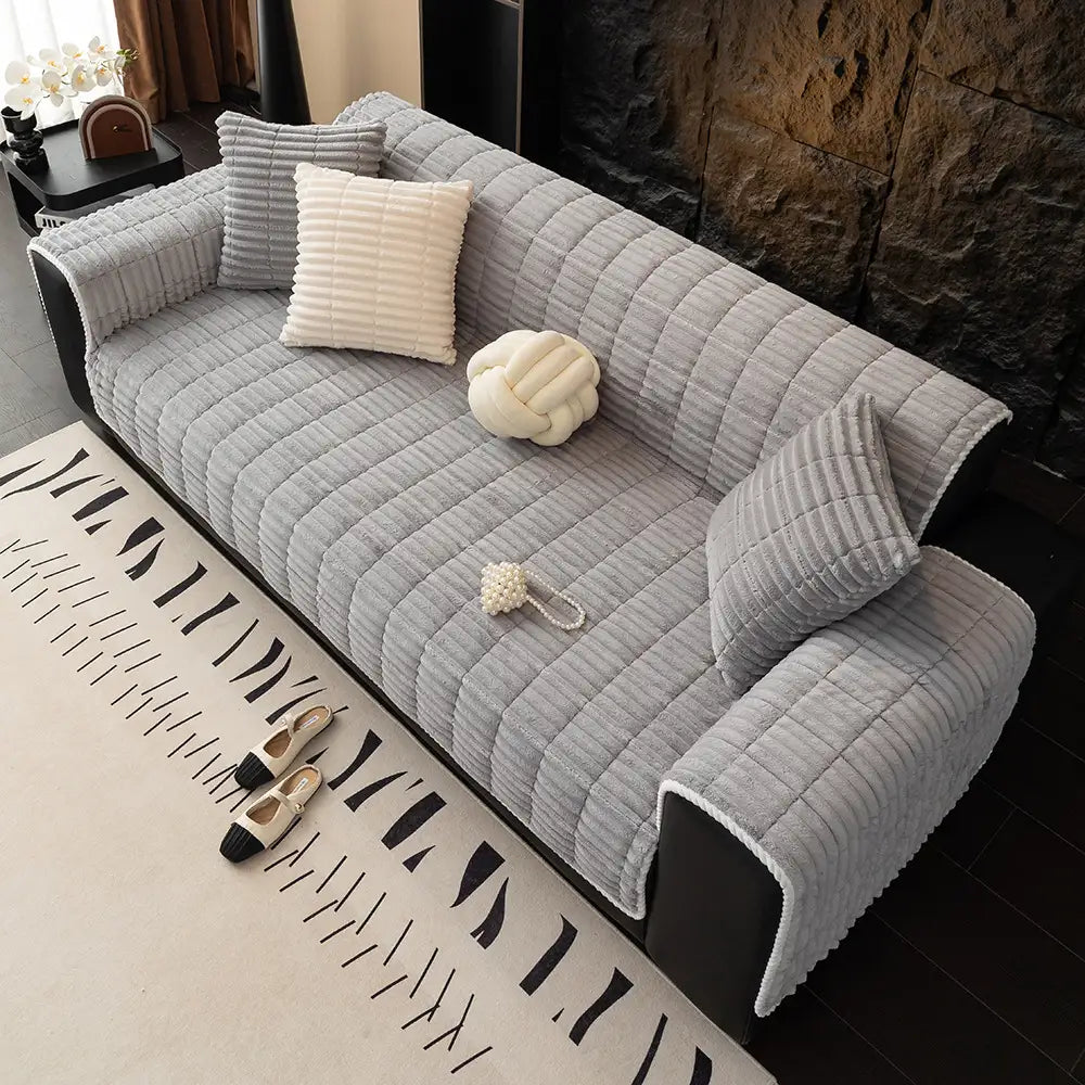 Waterproof One-Piece Cozy Flannel Sofa Protection Non-Slip Couch Cover & Office Chair Protector