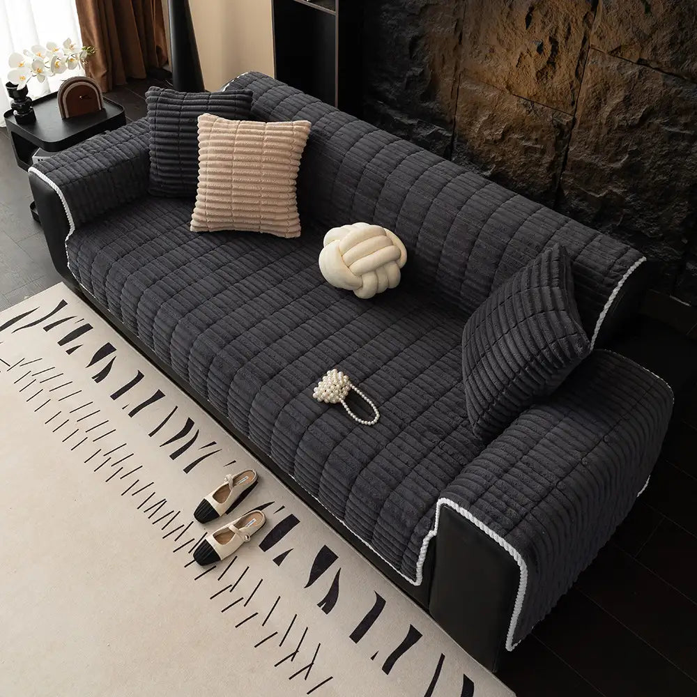 Waterproof One-Piece Cozy Flannel Sofa Protection Non-Slip Recliner Chair Covers