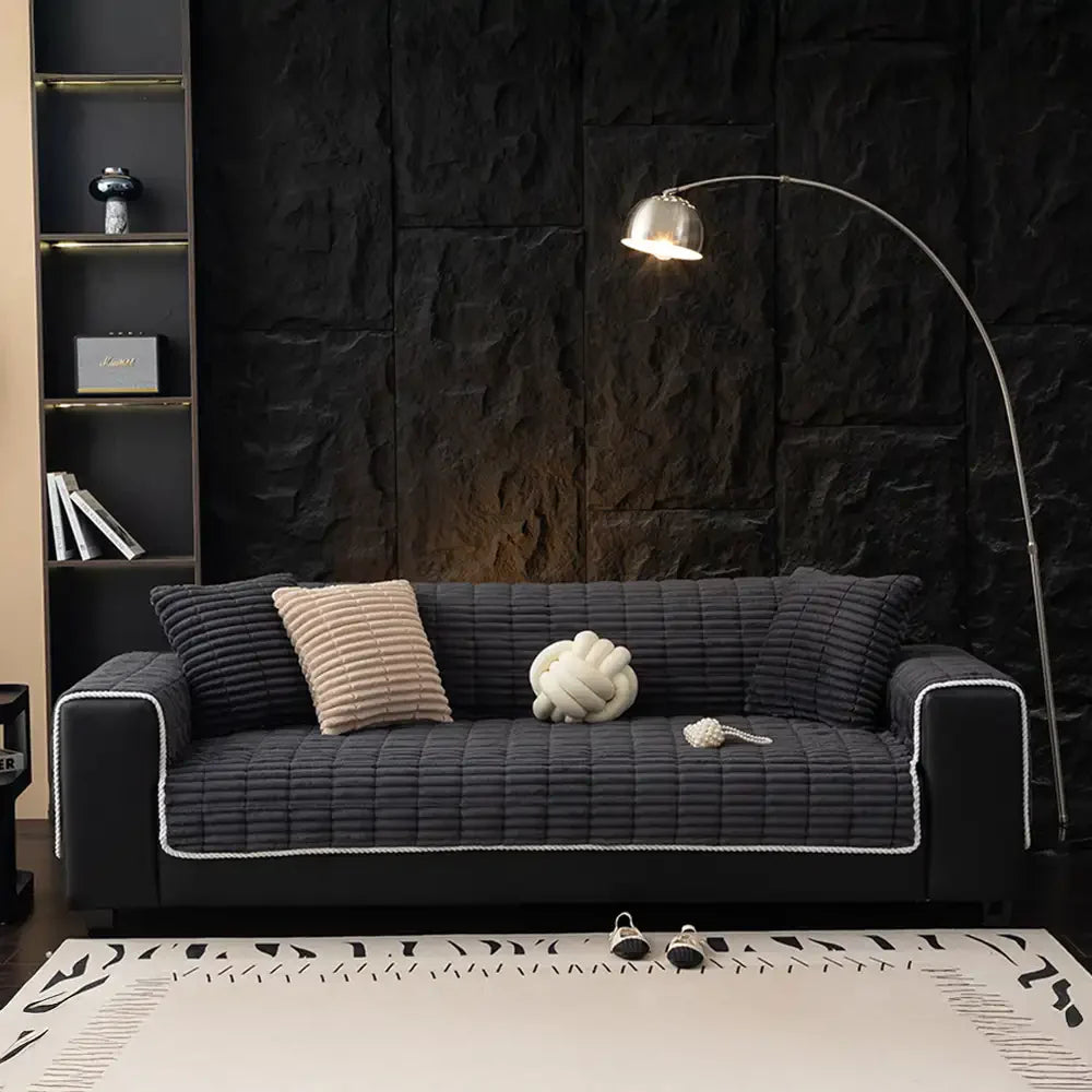 Waterproof One-Piece Cozy Flannel Sofa Protection Non-Slip Couch Cover & Office Chair Protector