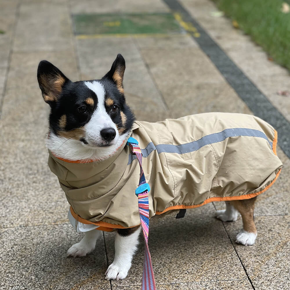 Outdoor Lightweight Waterproof Dog Raincoat with Reflective Strip Hoodie