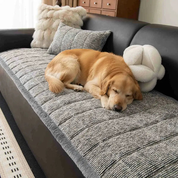 Pet-Friendly Chenille Textured Non-Slip Couch Cover with Frayed Edges