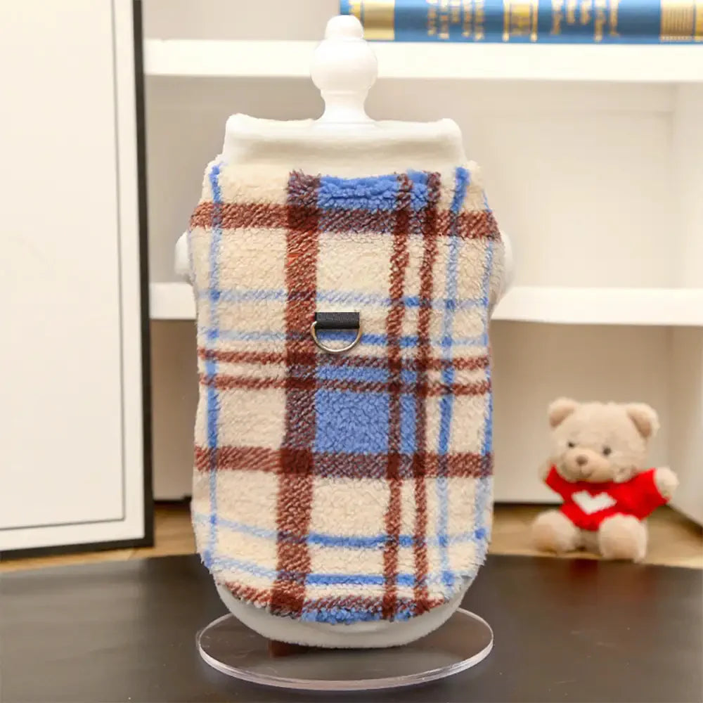 Plaid Comfortable Warm Plush Dog Sweater Suitable For All Breeds of Dogs
