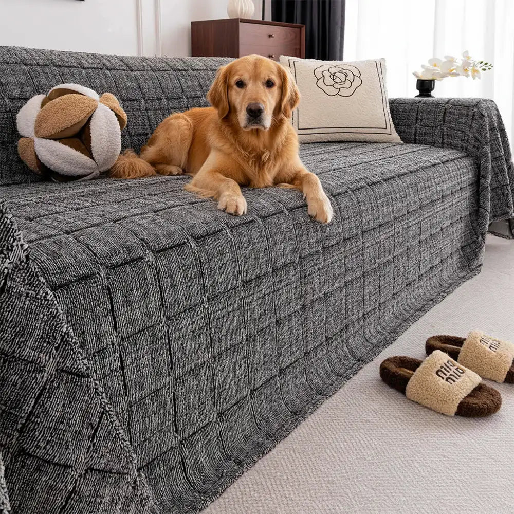 Plush Quilted Classic Checkered Comfortable Thickened Couch Cover