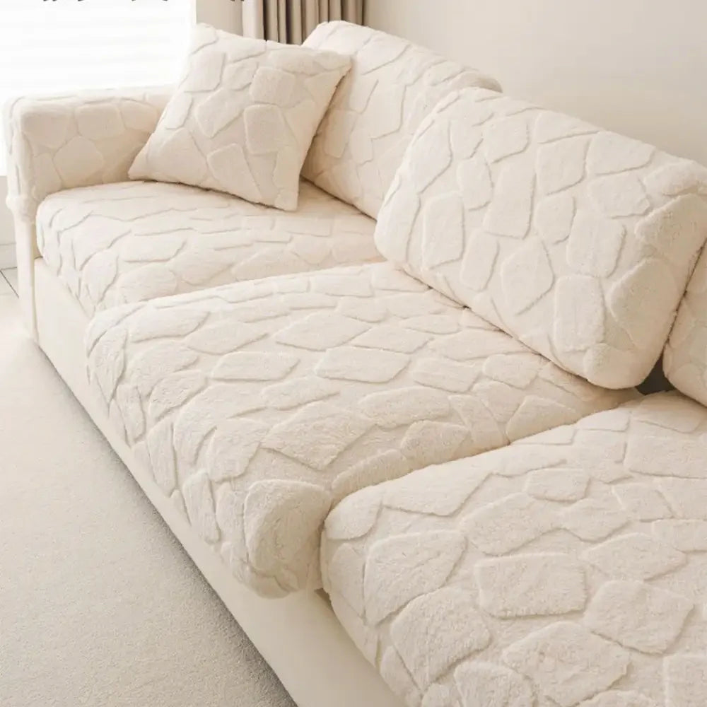 Plush Stone-Shaped Creative Texture Stretch Universal Fully Fitted Couch Cover