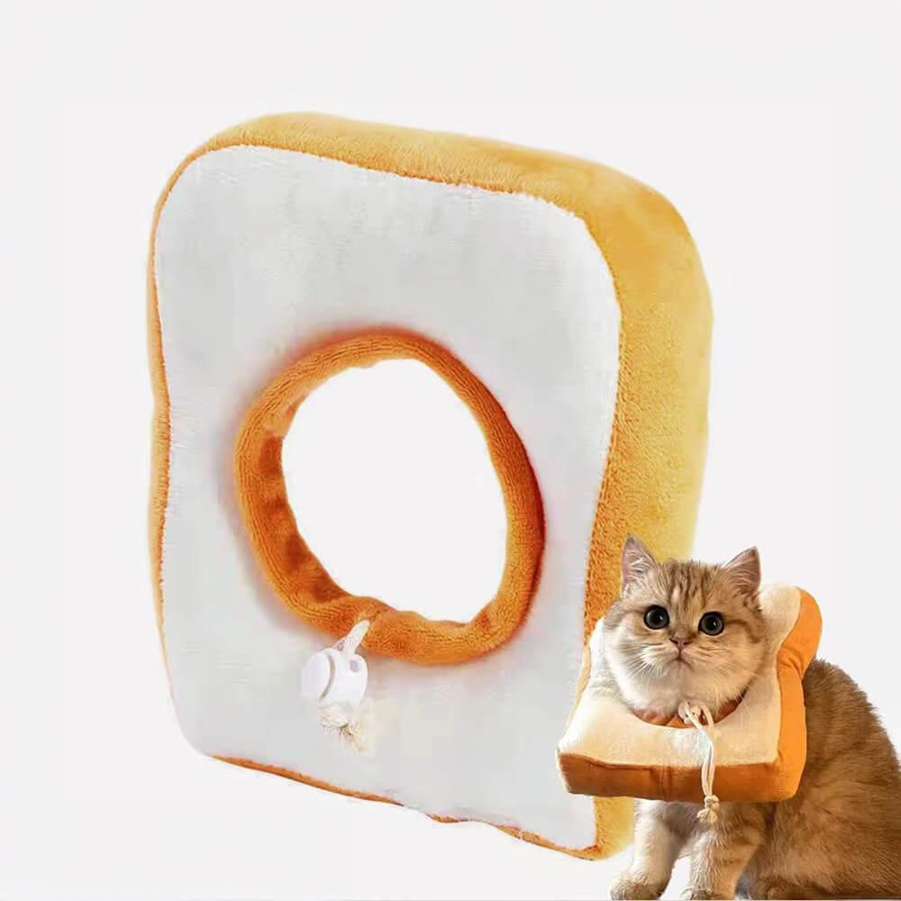 Plush Toast Shaped Soft Adjustable Cat Recovery Collar