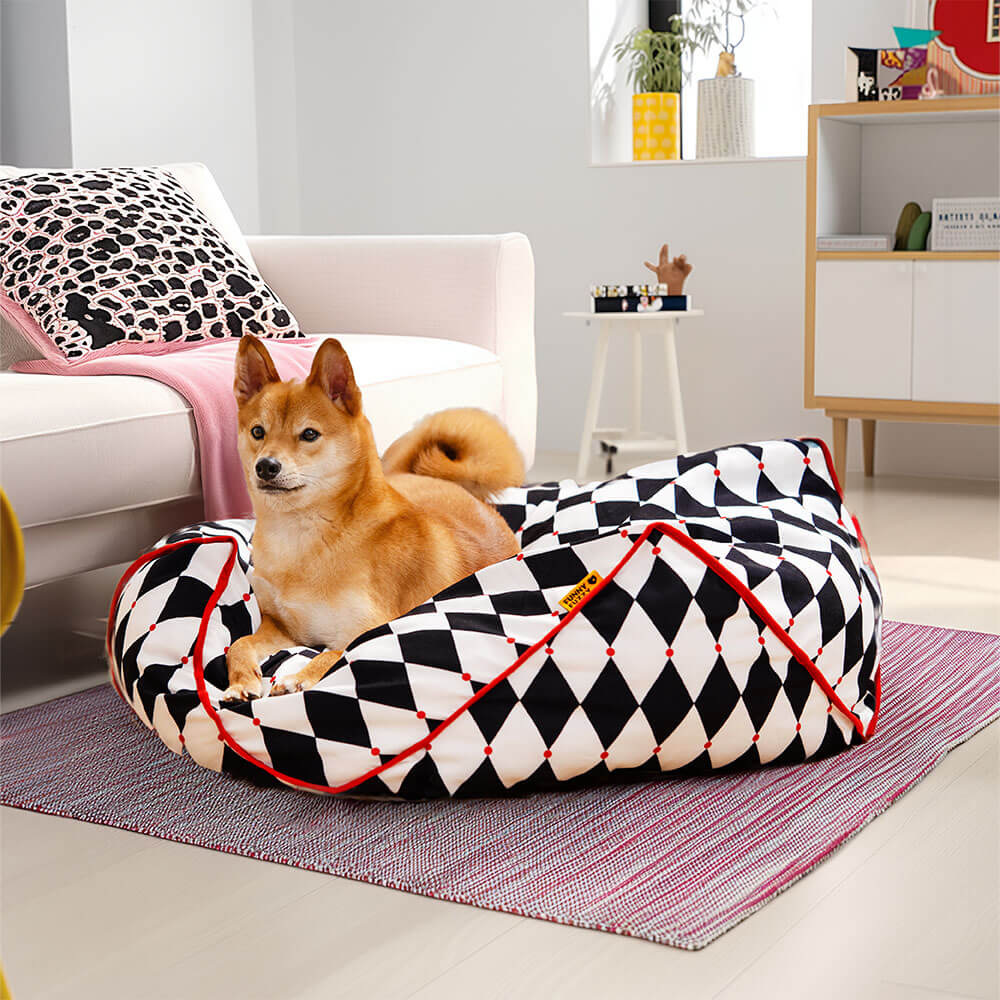 FunnyFuzzy Polygonal Calming Bean Bag Dog Bed