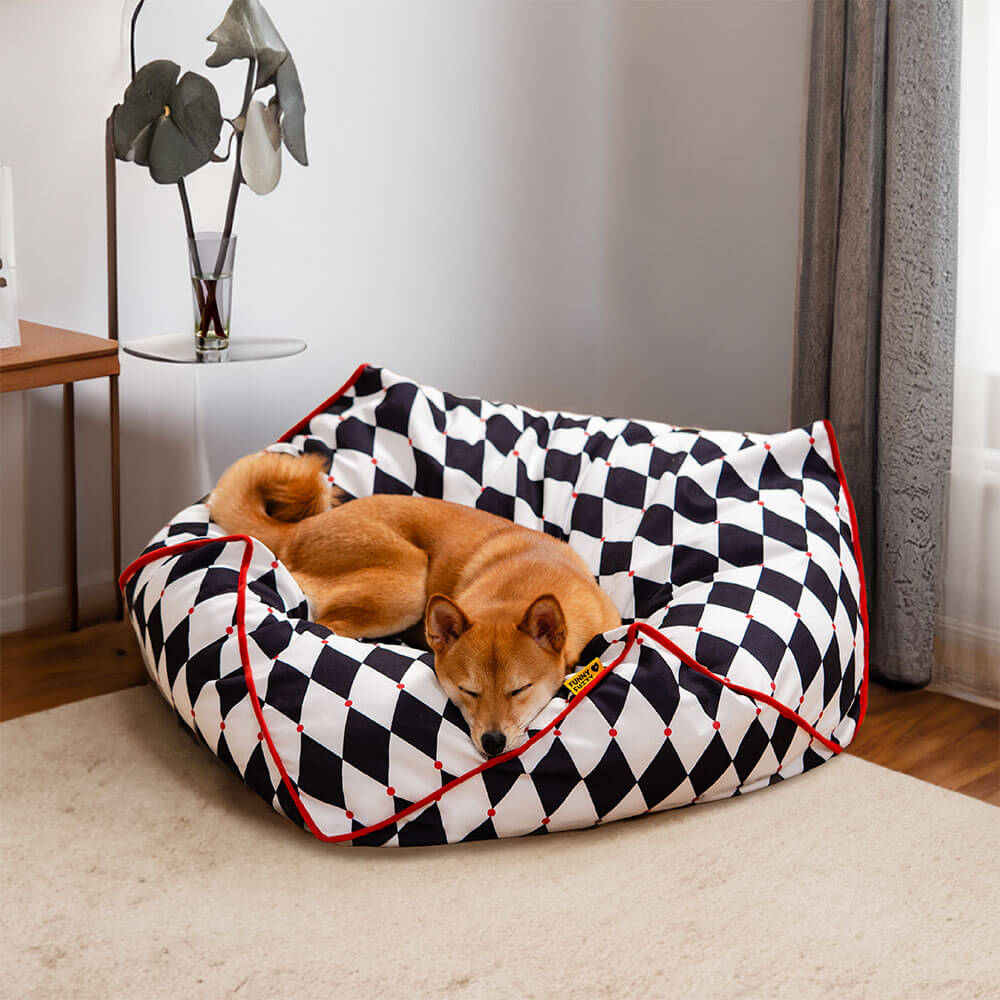 FunnyFuzzy Polygonal  Calming Bean Bag Dog Bed