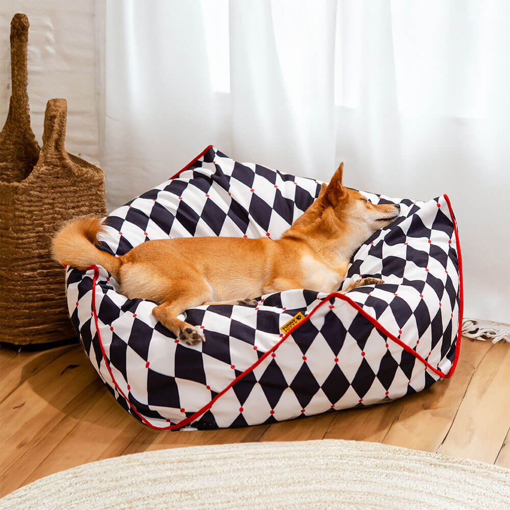 FunnyFuzzy Polygonal Calming Bean Bag Dog Bed