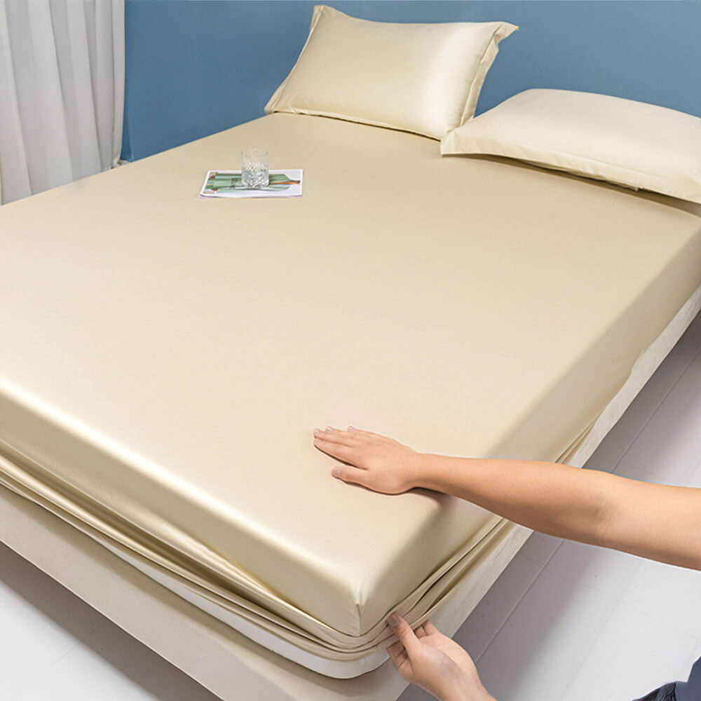 Premium Solid Colour Silky Cooling 100s Lyocell Fitted Sheet Mattress Cover