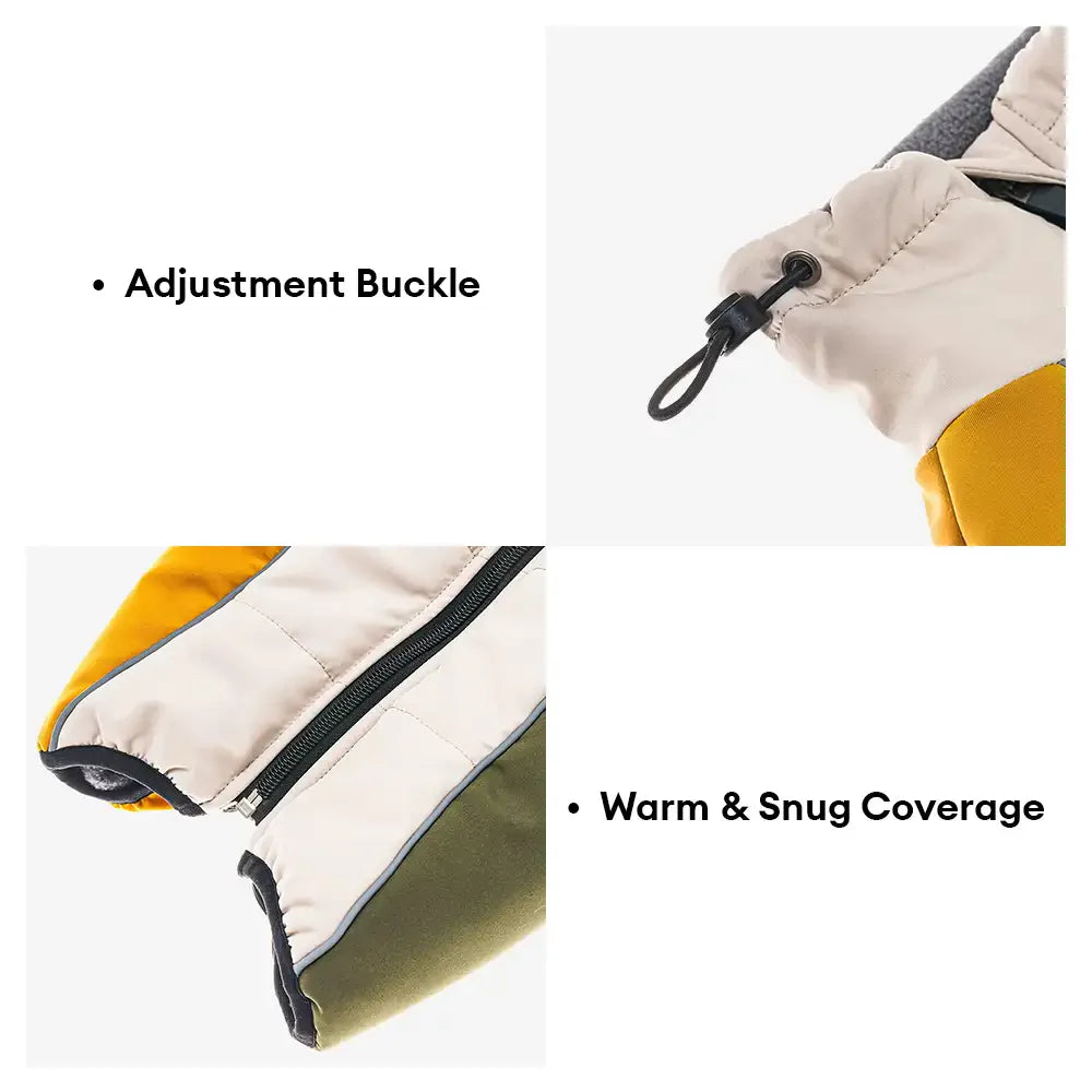 Retro Color-Block Fleece-Lined Warm Dog Coat with Leash Buckle