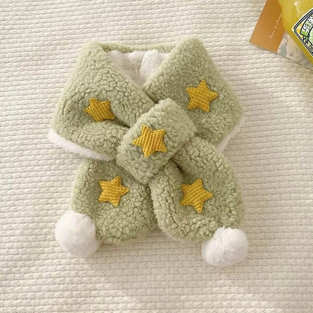 Soft Plush Delicate Stars Pom Pom Decorative Dog Scarf